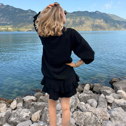Ensemble jupe short & chemise gaze de coton