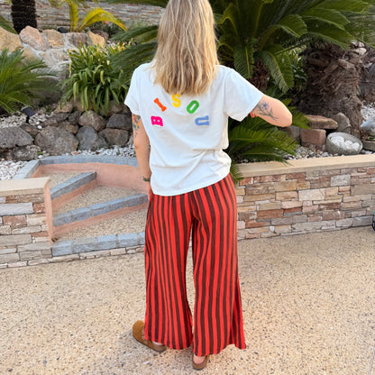 Pantalon rayé en gaze de coton