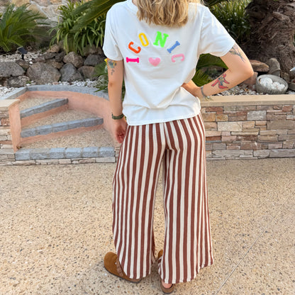 Pantalon rayé en gaze de coton