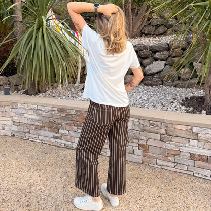 Pantalon en toile rayé