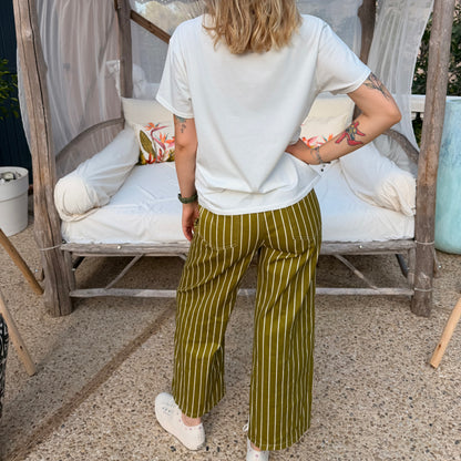 Pantalon en toile rayé