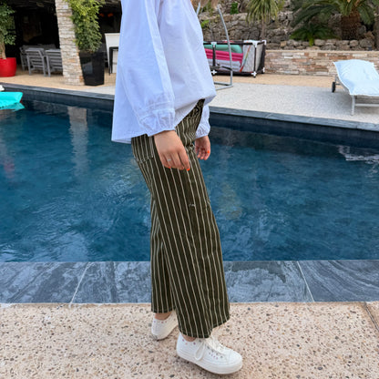 Pantalon en toile rayé